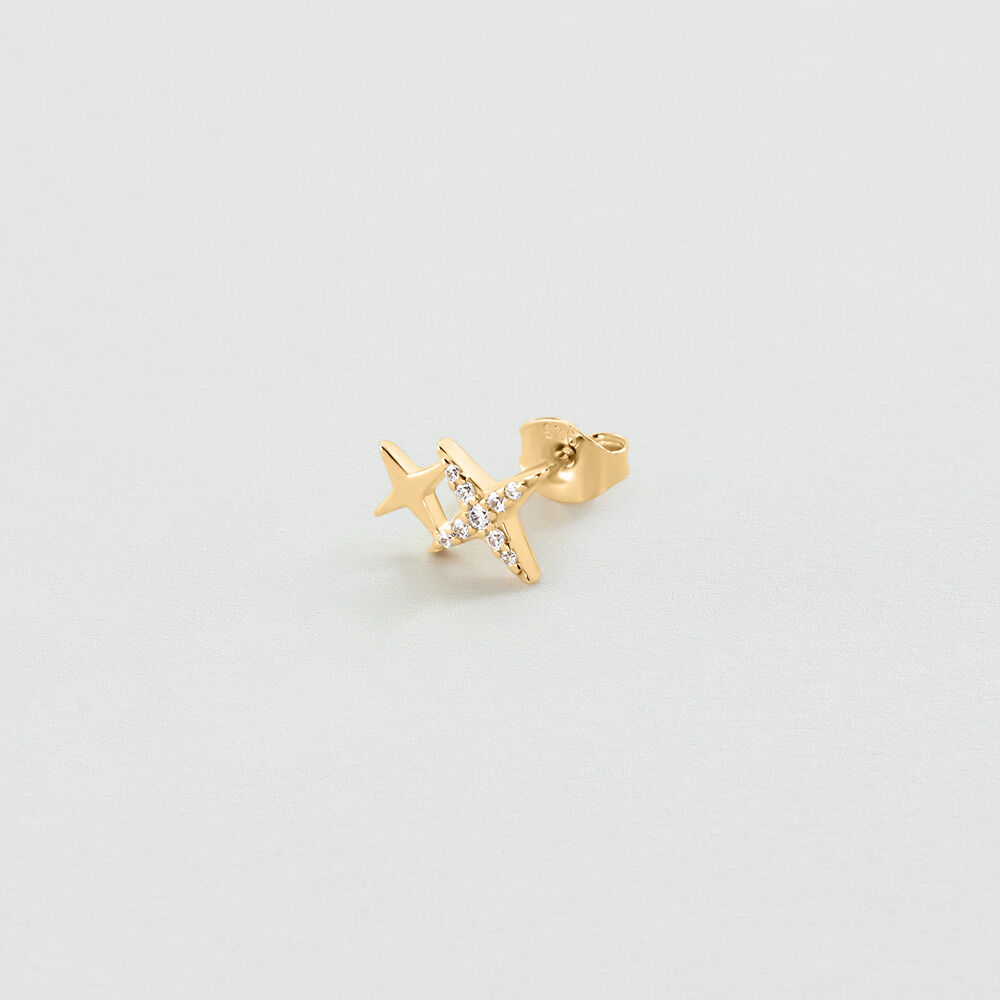 Pendiente corto individual ESTRELLAS MIX & MATCH - Cristal / Dorado - Pendientes cortos  | Agatha