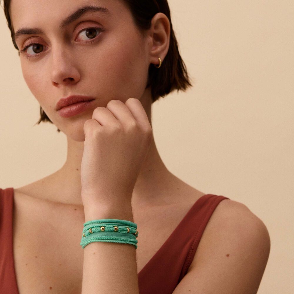 Pulsera con cordón ILIOS - Verde agua / dorado - Pulsera con cordón  | Agatha