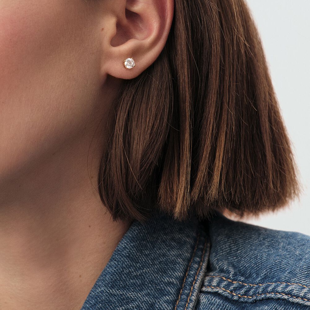 Pendientes cortos SOL - Cristal / Dorado - Pendientes cortos  | Agatha