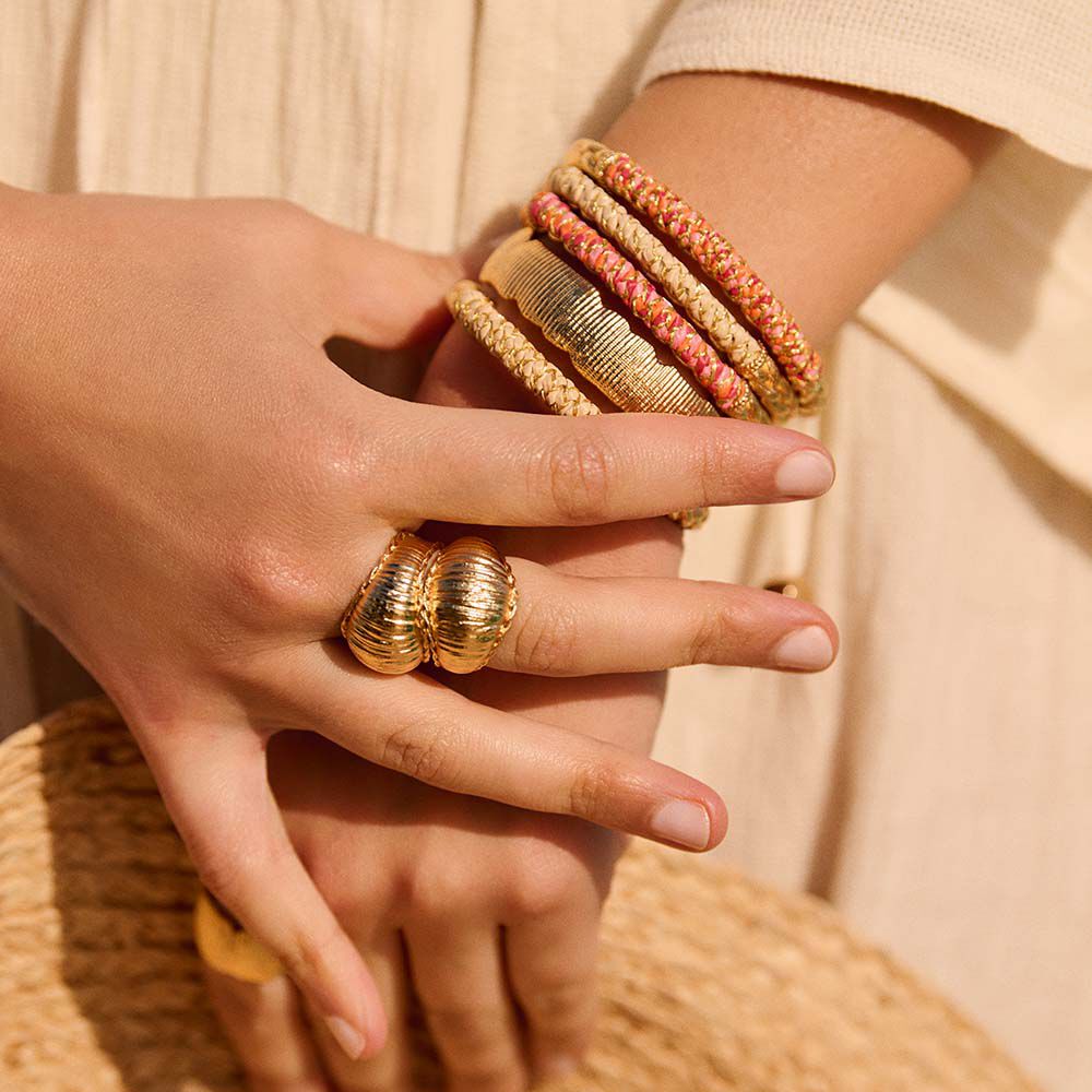 Pulsera r&iacute;gida RAFIA - Beige / dorado - Pulsera r&iacute;gida  | Agatha