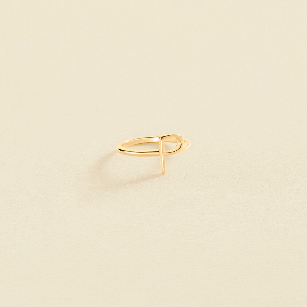Anillo fino LETTRE P - Dorado - Anillos  | Agatha