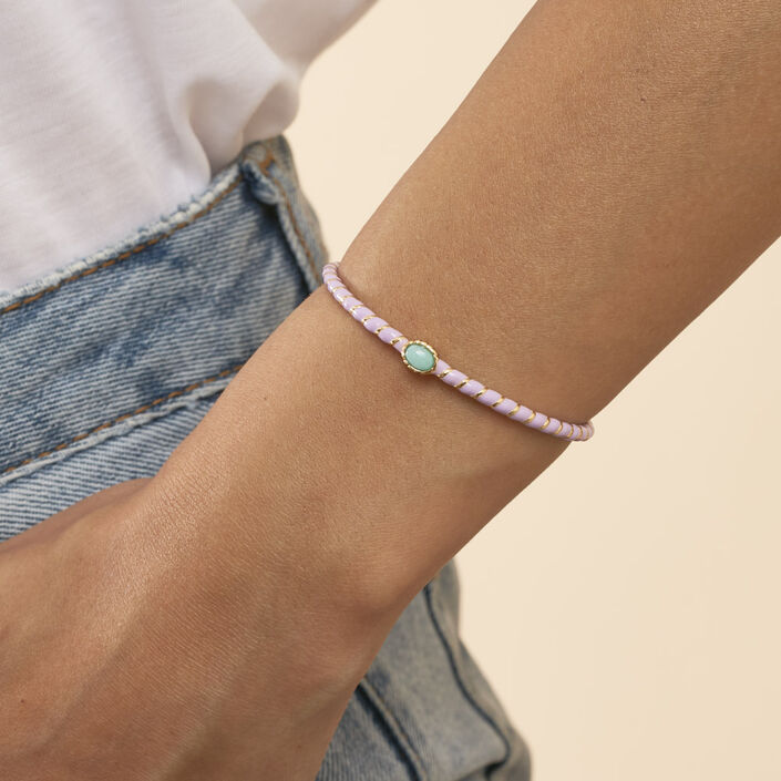 Pulsera rígida ARLEQUIN - Malva / Dorado - Pulseras  | Agatha