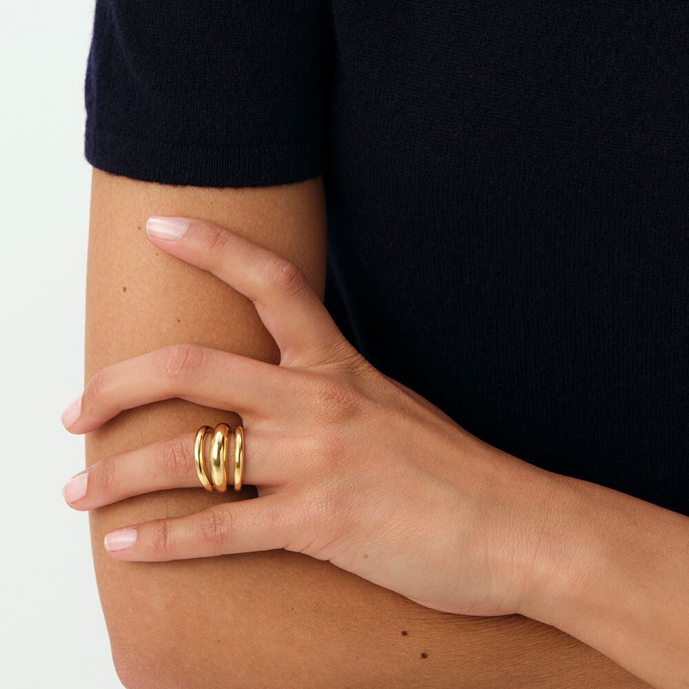 Anillo ancho TRIJONC - Dorado - Anillos de fantas&iacute;a  | Agatha