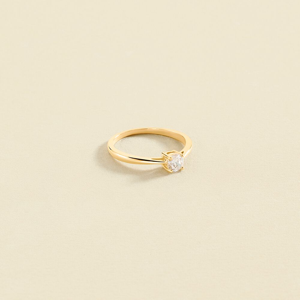 Anillo fino SOLITARIO - Cristal / Dorado - Anillos  | Agatha