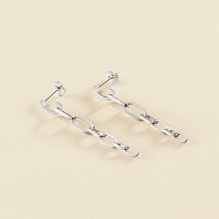 Pendientes largos CHAIN - Plateado - Pendientes  | Agatha