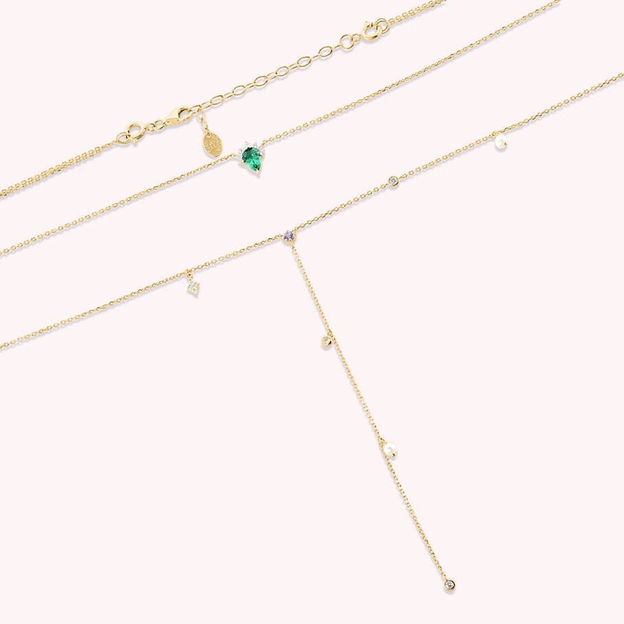 Collar largo ASTRE - Verde / Oro - Collares  | Agatha