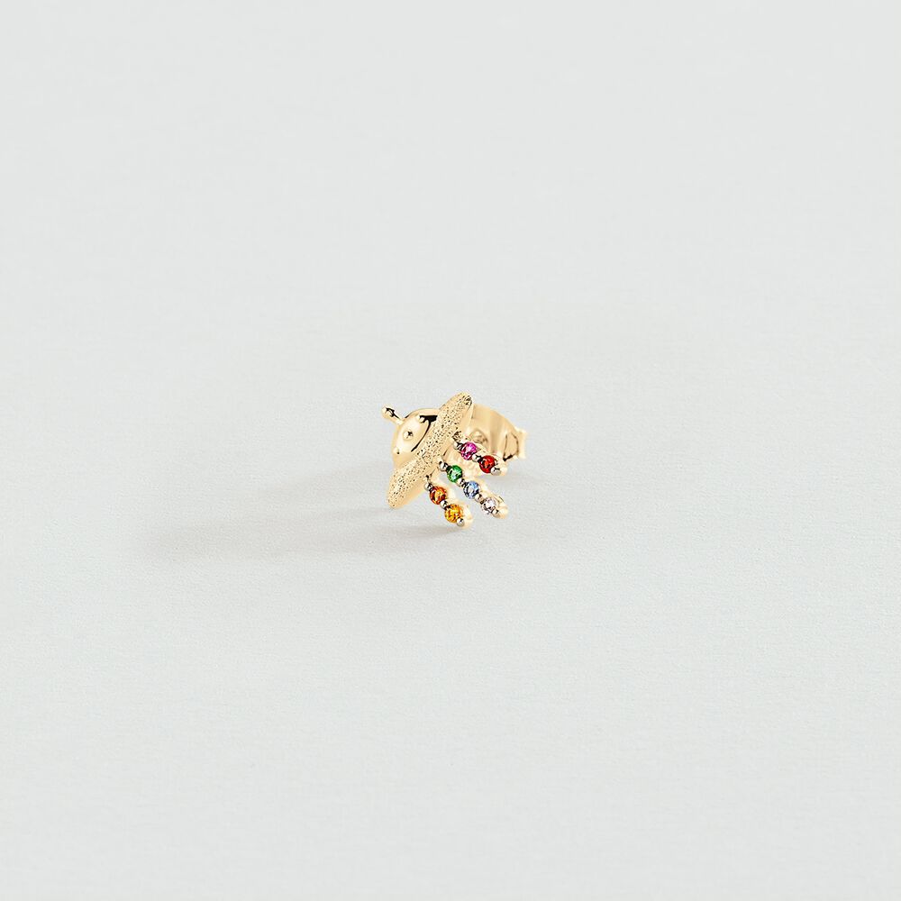 Pendiente corto individual ASTRONAVE MIX & MATCH - Multicolor / Oro - Piercings  | Agatha