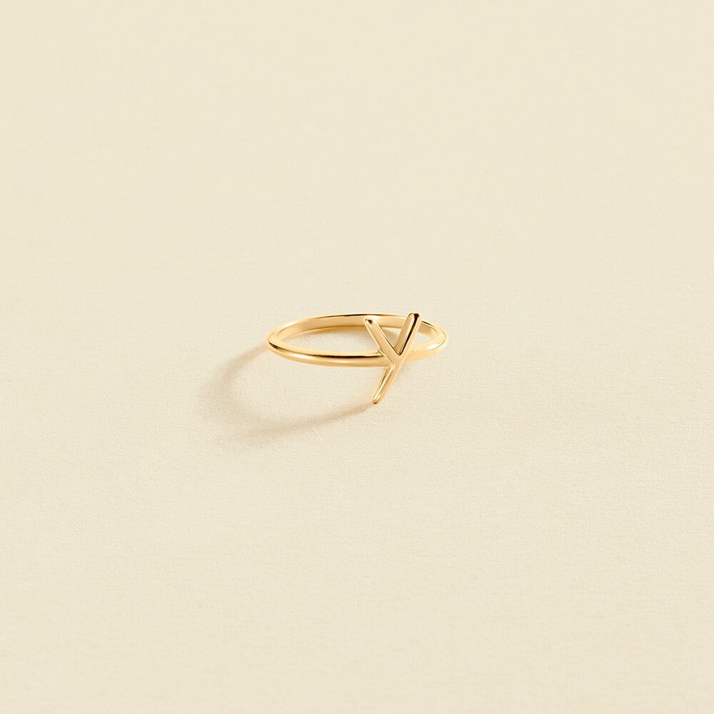 Anillo fino LETTRE Y - Dorado - Anillos  | Agatha