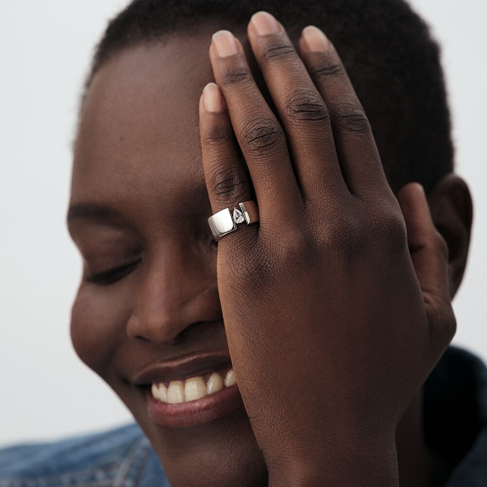 Anillo ancho JADE - Cristal / Plateado - Anillos de fantas&iacute;a  | Agatha