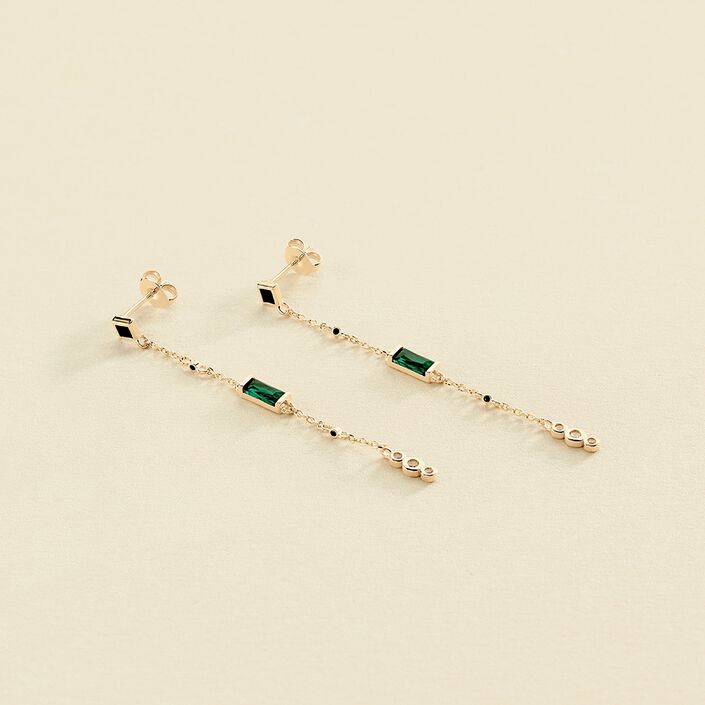 Pendientes largos SCARLET - Verde / Dorado - Pendientes  | Agatha