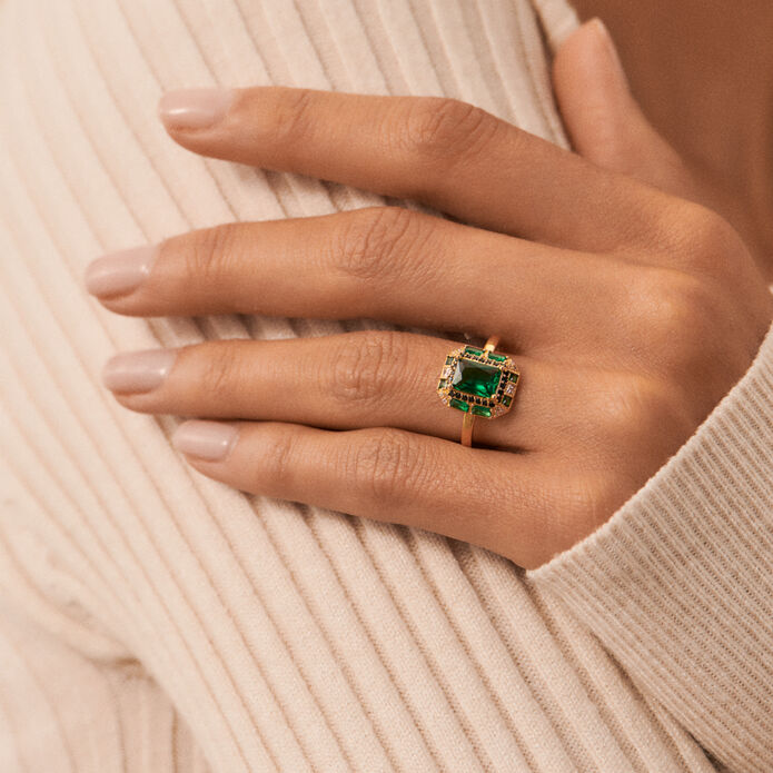 Anillo fino MARLENNE - Verde / Dorado - Anillos  | Agatha
