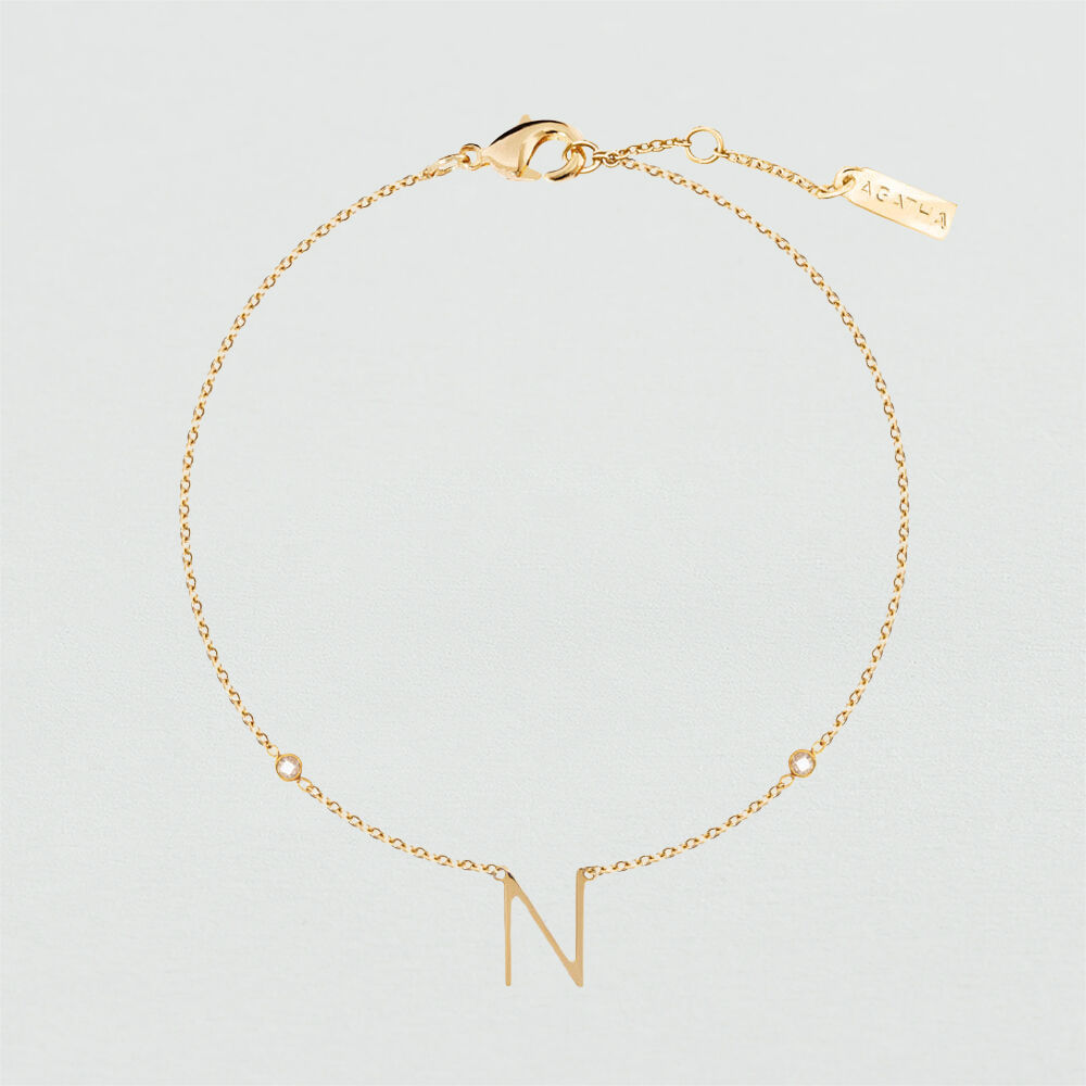 Pulsera de cadena LETTRE N - Cristal / Dorado - Pulsera de cadena  | Agatha