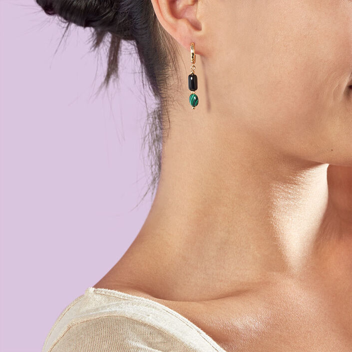 Pendientes largos DEESSE - Verde / Negro - Pendientes  | Agatha