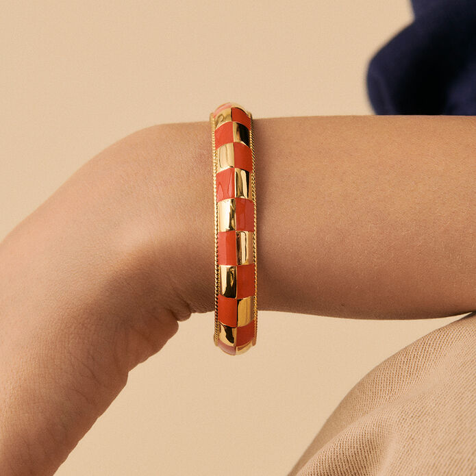 Pulsera rígida BRIGITTE - Naranja / Oro - Pulseras  | Agatha