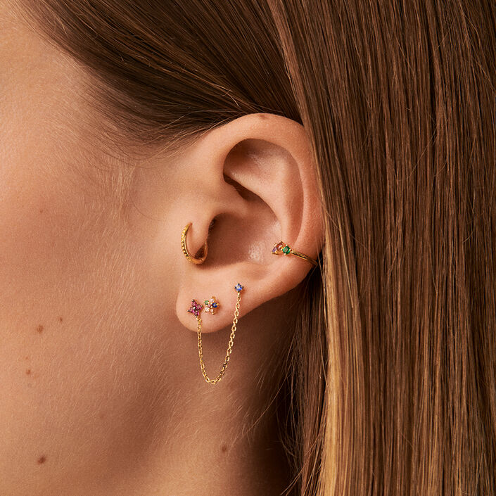Piercing mini FLORAL - Multicolor / Oro - Piercings  | Agatha