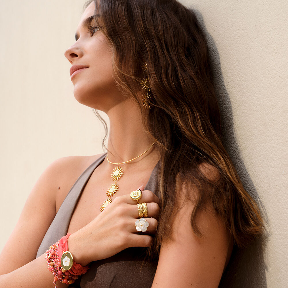 Anillo ajustable TIARE - Blanco / Oro - Anillo ajustable  | Agatha