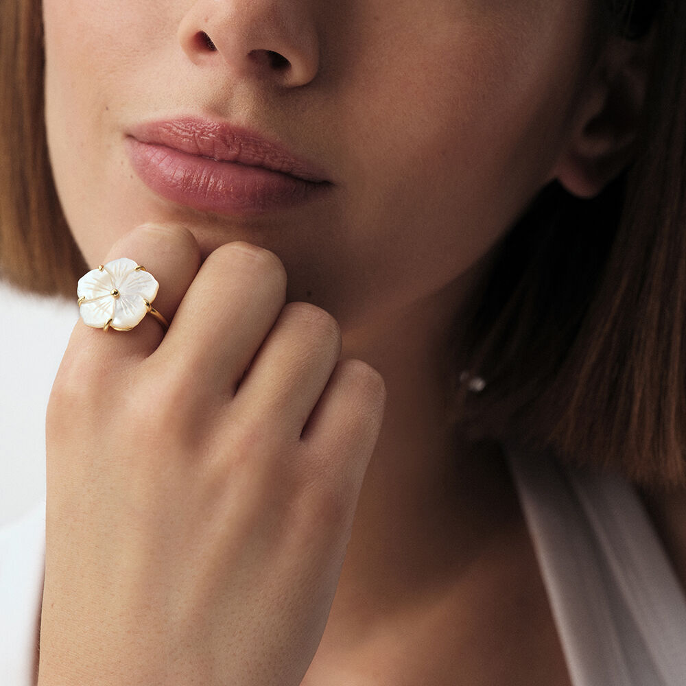 Anillo ajustable TIARE - Blanco / Oro - Anillo ajustable  | Agatha