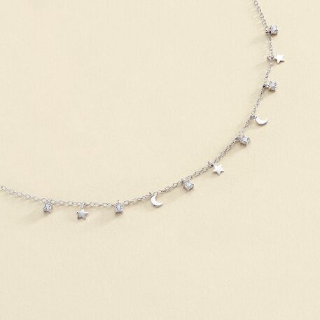 Collar corto LUNITAS - Cristal / Plateado - Collares  | Agatha
