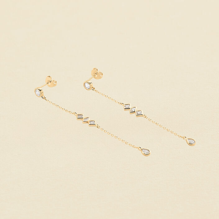 Pendientes largos VERTICE - Cristal / Dorado - Pendientes  | Agatha