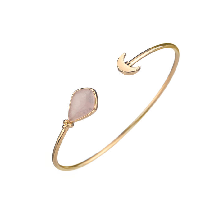 Pulsera rígida MOON - Rosa Cuarzo - Pulseras  | Agatha