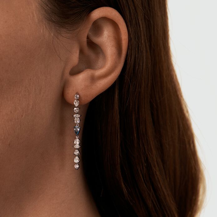 Pendientes largos JACKIE - Plata / Azul aguamarina - Pendientes  | Agatha