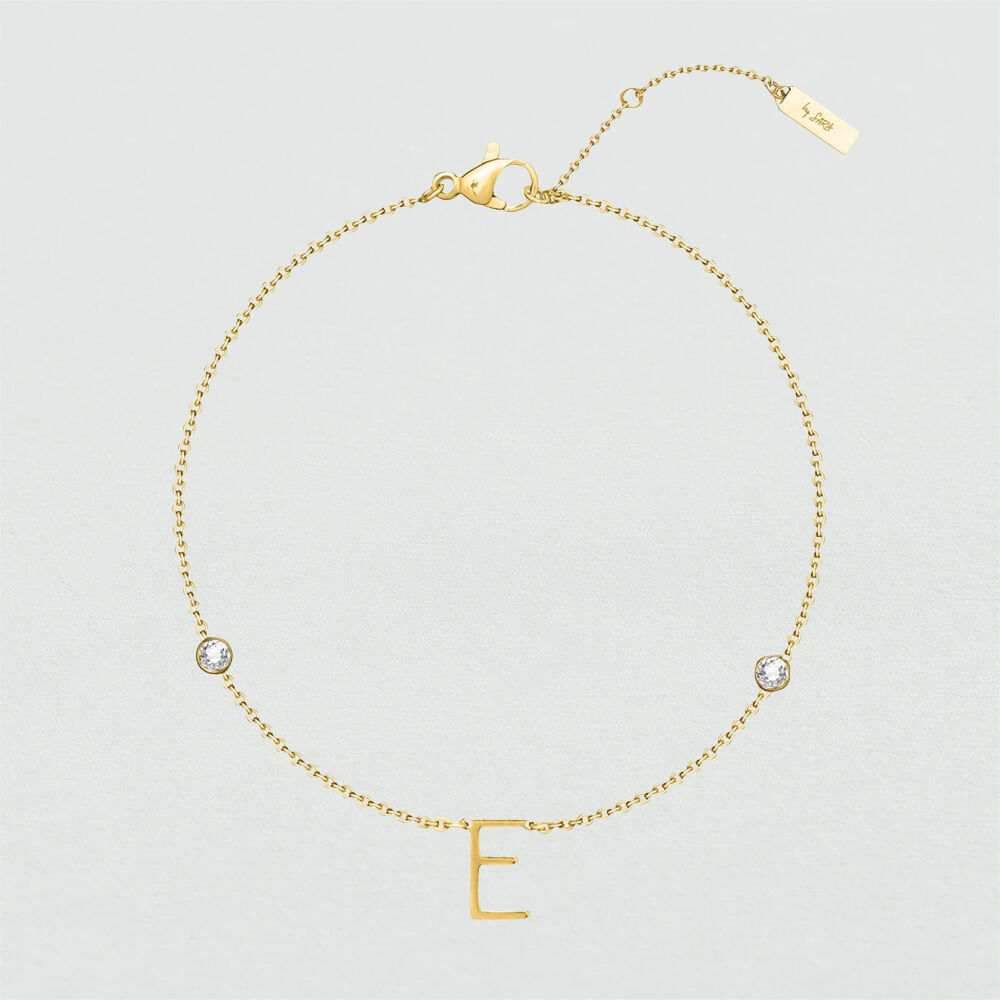 Pulsera de cadena LETTRE E - Cristal / Dorado - Pulsera de cadena  | Agatha
