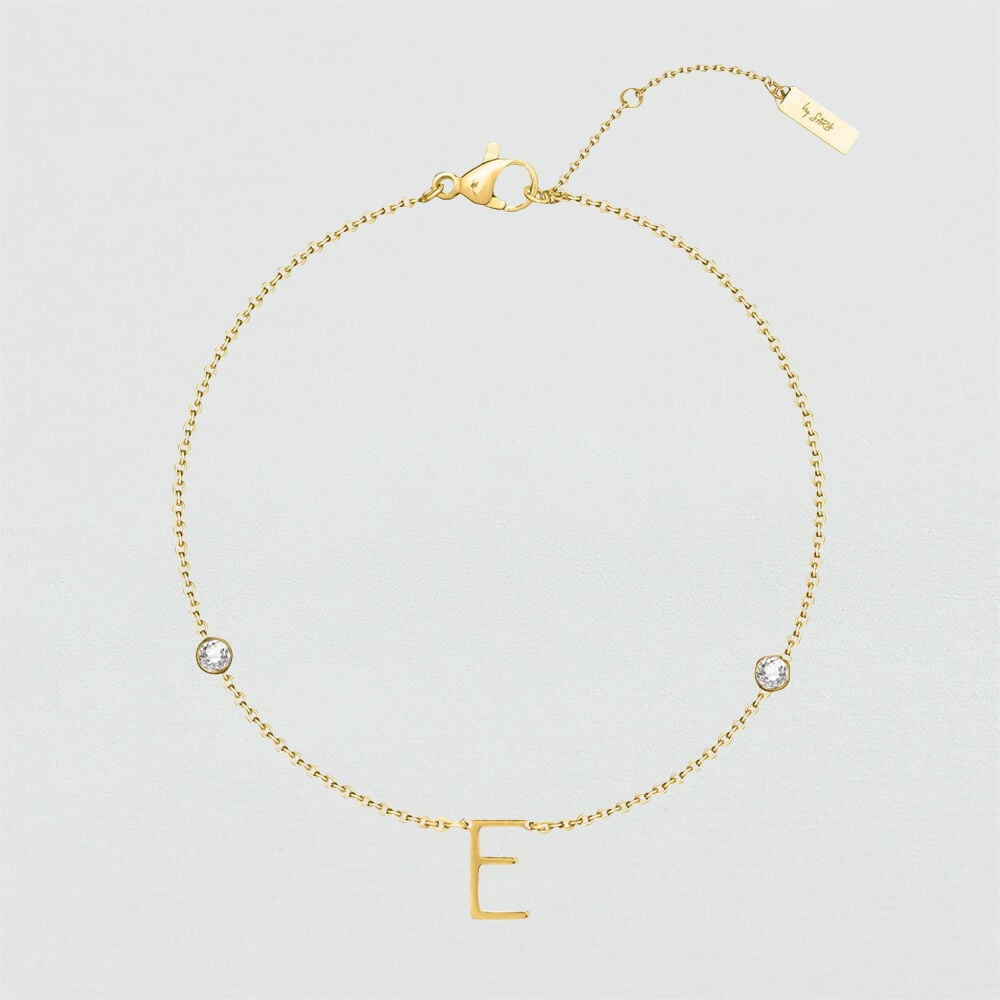 Pulsera de cadena LETTRE E - Cristal / Dorado - Pulsera de cadena  | Agatha