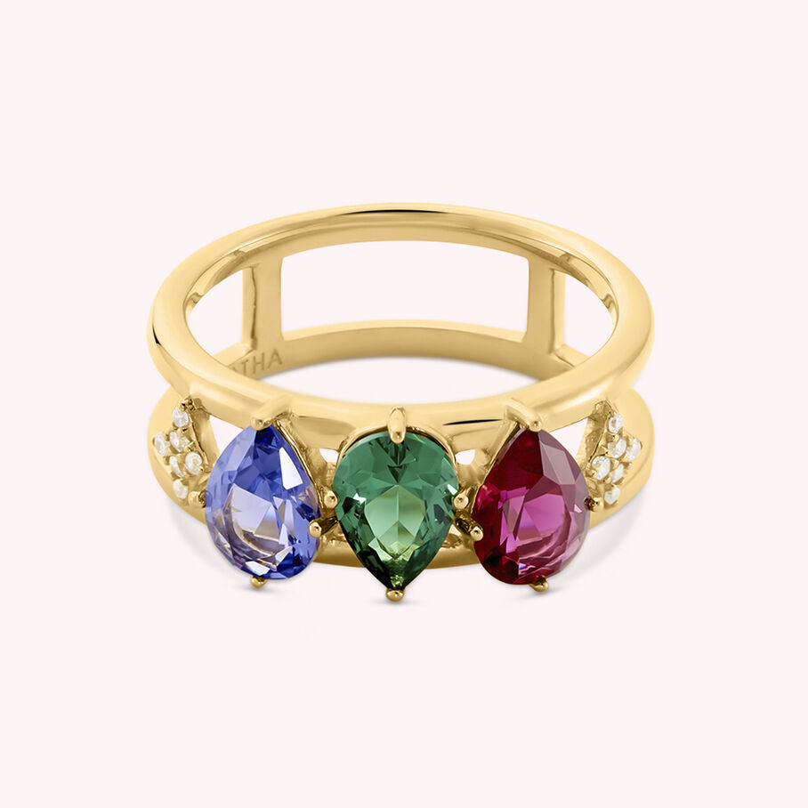 Anillo ancho ASTRE - Multicolor / Oro - Anillos  | Agatha