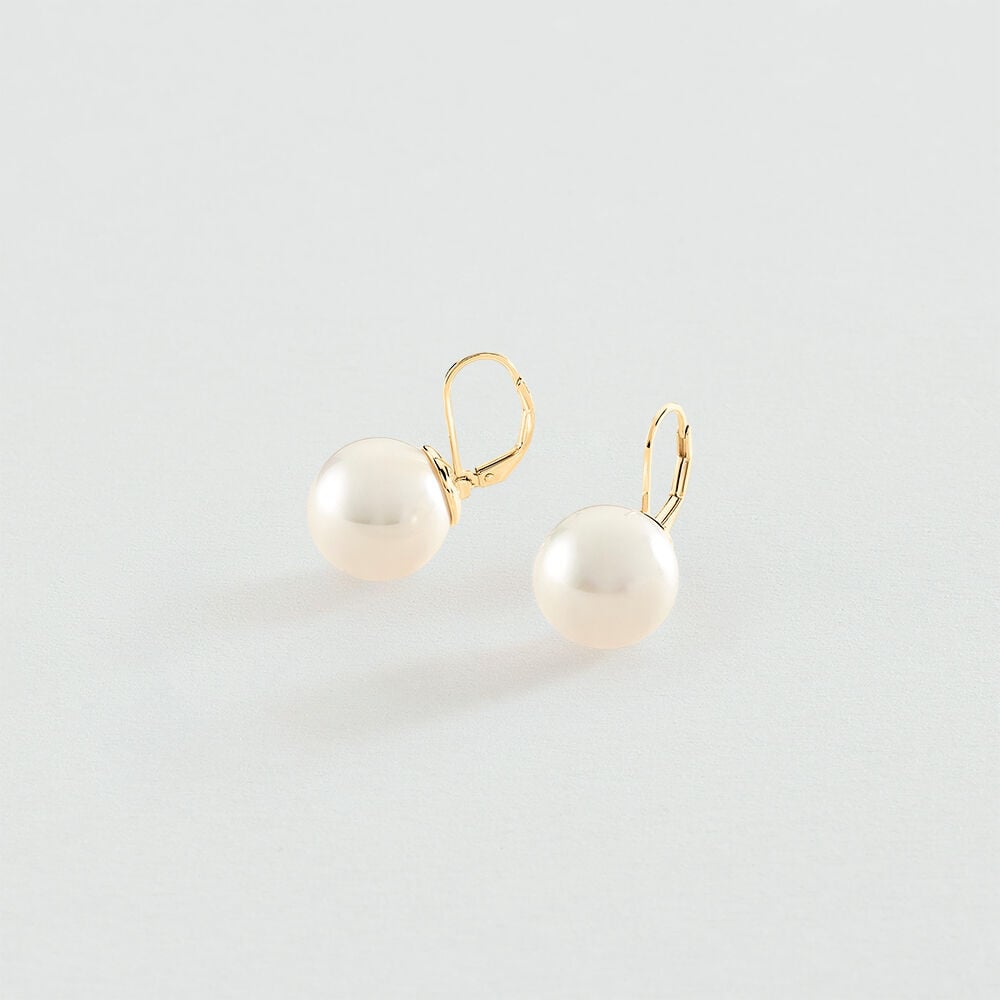Pendientes largos PEARLY - Perla / Oro - Pendientes largos  | Agatha