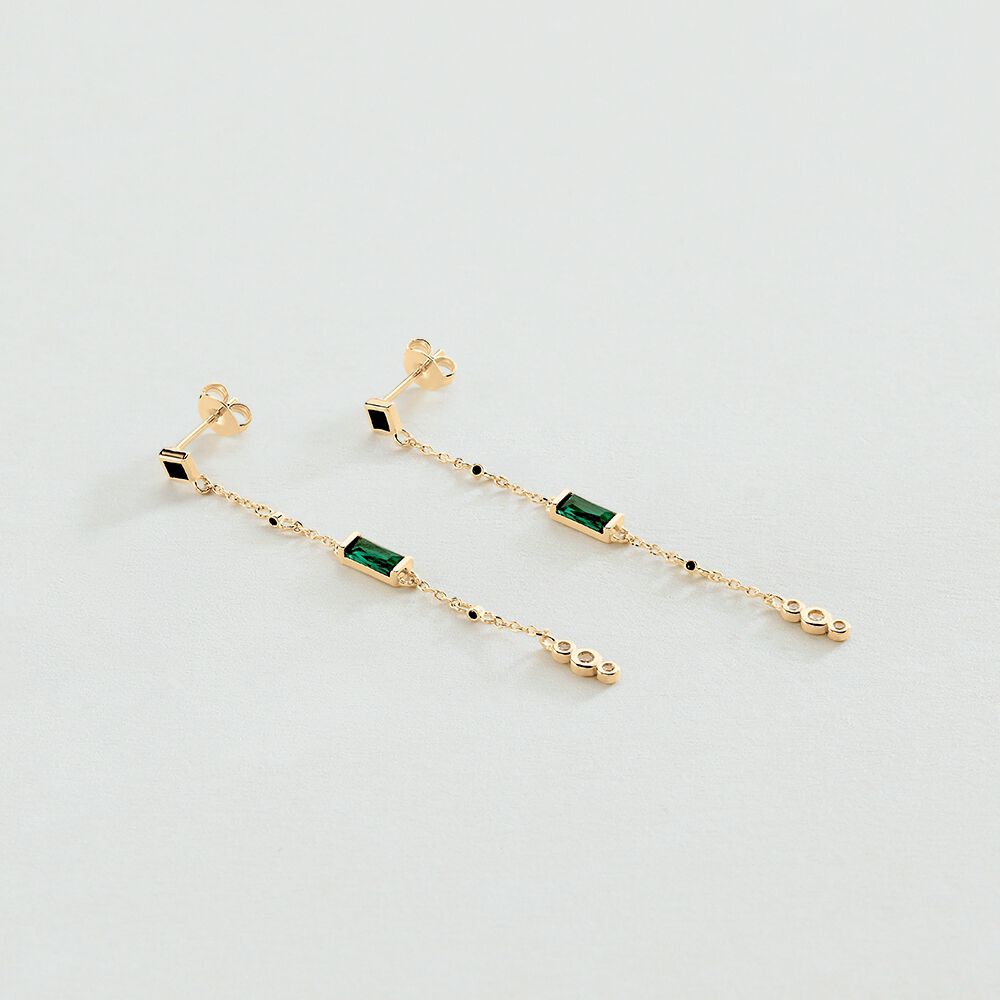 Pendientes largos SCARLET - Verde / Dorado - Pendientes de fantas&iacute;a  | Agatha