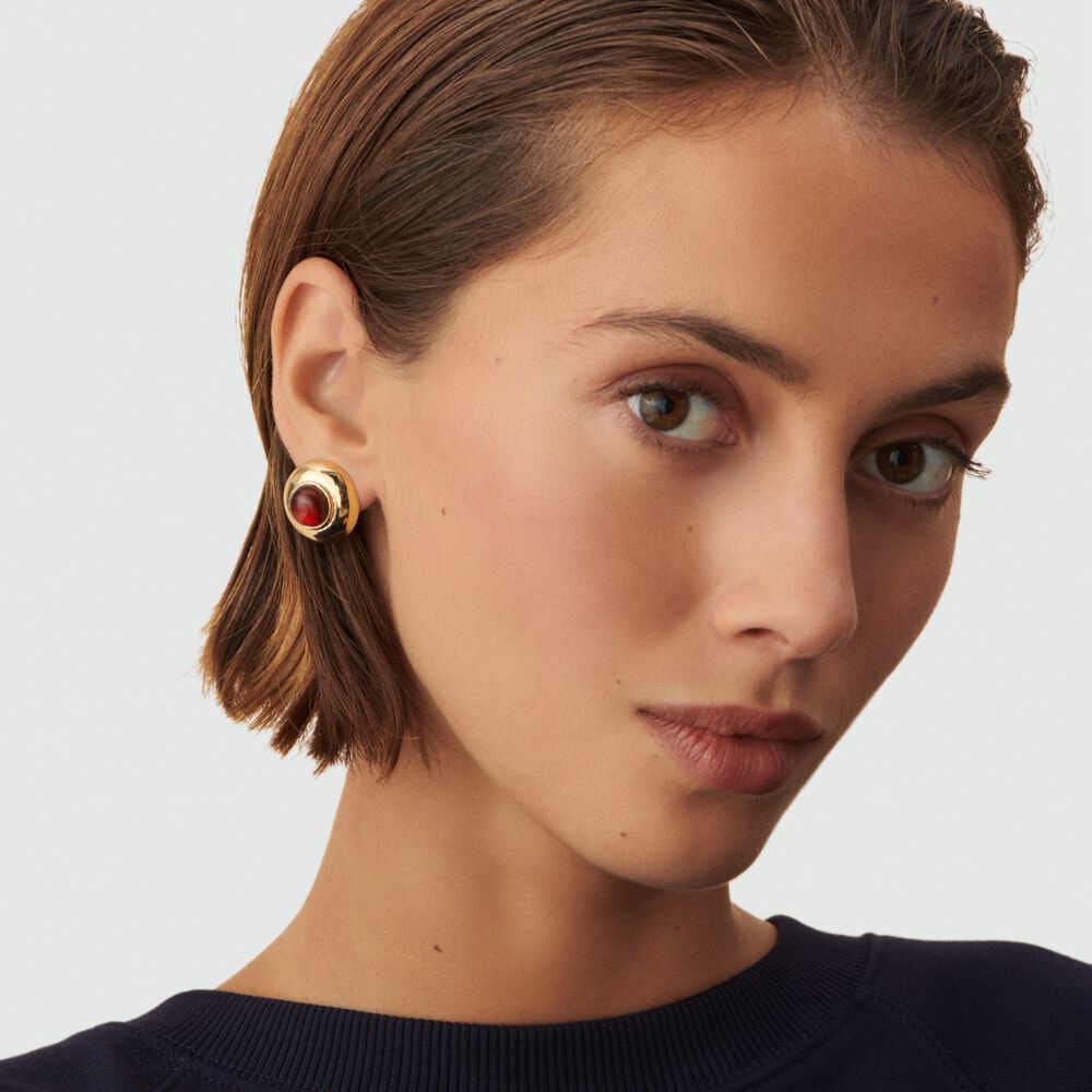 Pendientes de clip N-13 - Rojo / Oro - Pendientes de clip  | Agatha