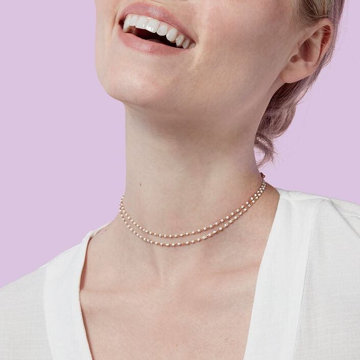Collar midi SMARTY - Blanco / Oro - Collares  | Agatha