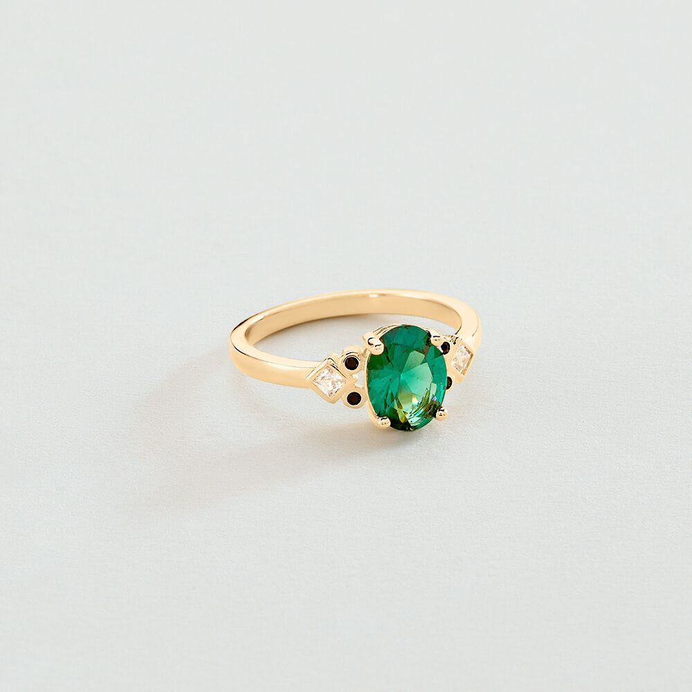 Anillo fino LAUREN - Verde / Dorado - Anillos de fantas&iacute;a  | Agatha