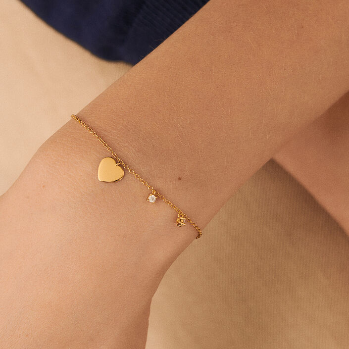 Pulsera de cadena CORAZON - Cristal / Dorado - Pulseras  | Agatha