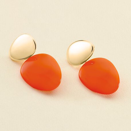 Pendientes largos BRIGITTE - Naranja / Oro - Pendientes  | Agatha