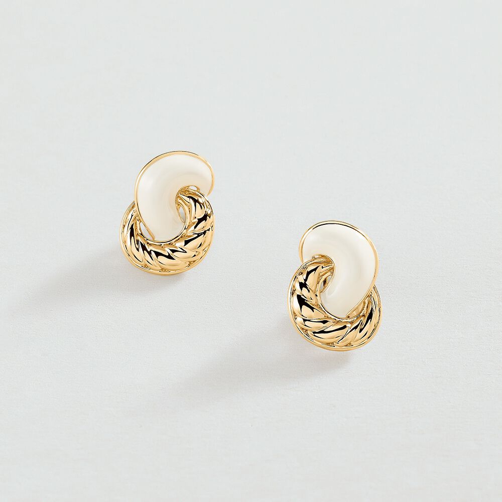 Pendientes largos N-13 - Marfil / Oro - Pendientes de fantasía  | Agatha
