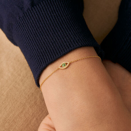 Pulsera de cadena LUCKY EYE - Verde / Dorado - Pulseras  | Agatha