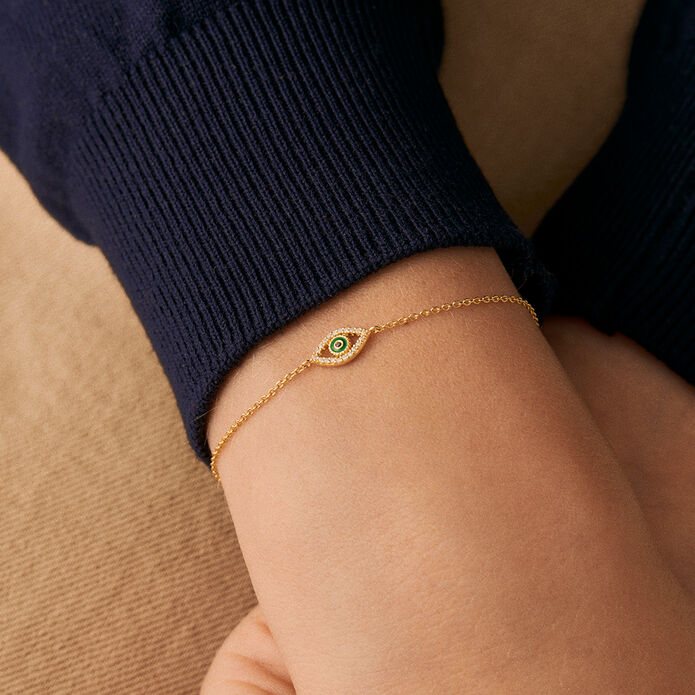 Pulsera de cadena LUCKY EYE - Verde / Dorado - Pulseras  | Agatha