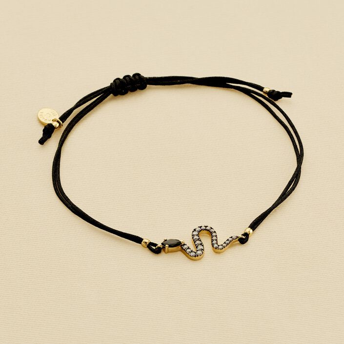 Pulsera con cordón SNAKY - Oro / Negro - Pulseras  | Agatha