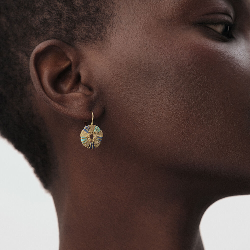 Pendientes largos RAFIA - Azul / Oro - Pendientes  | Agatha