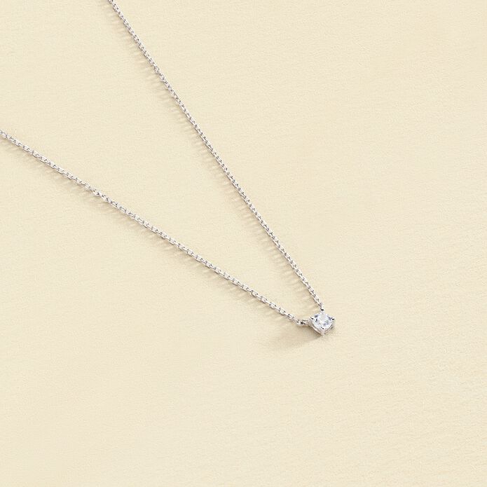 Collar corto SOLITARI - Cristal / Plateado - Collares  | Agatha