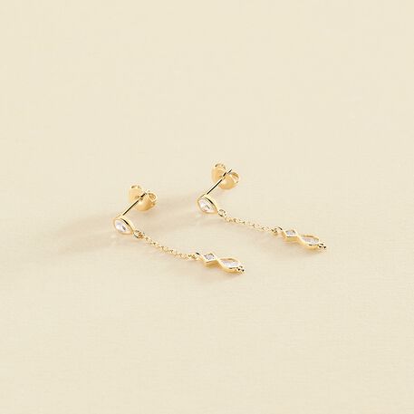 Pendientes largos ARISTA - Cristal / Dorado - Pendientes  | Agatha