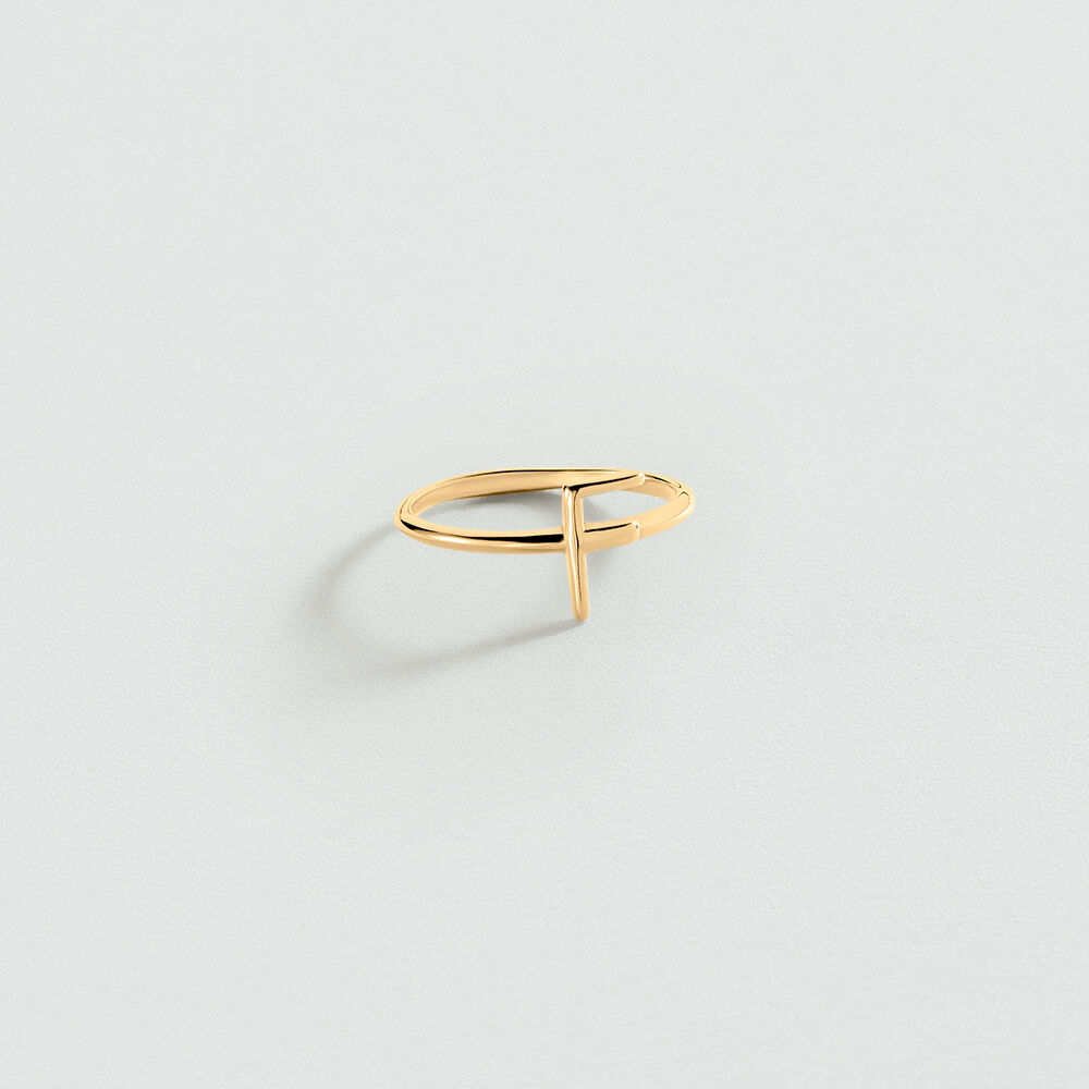 Anillo fino LETTRE F - Dorado - Anillos  | Agatha