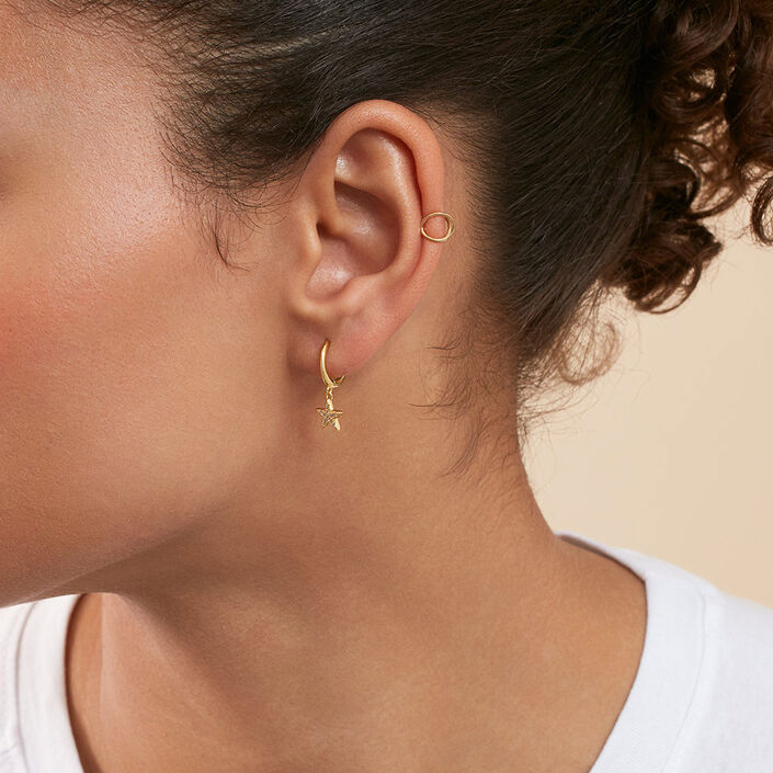 Ear cuff CRUZADO - Dorado - Piercings  | Agatha