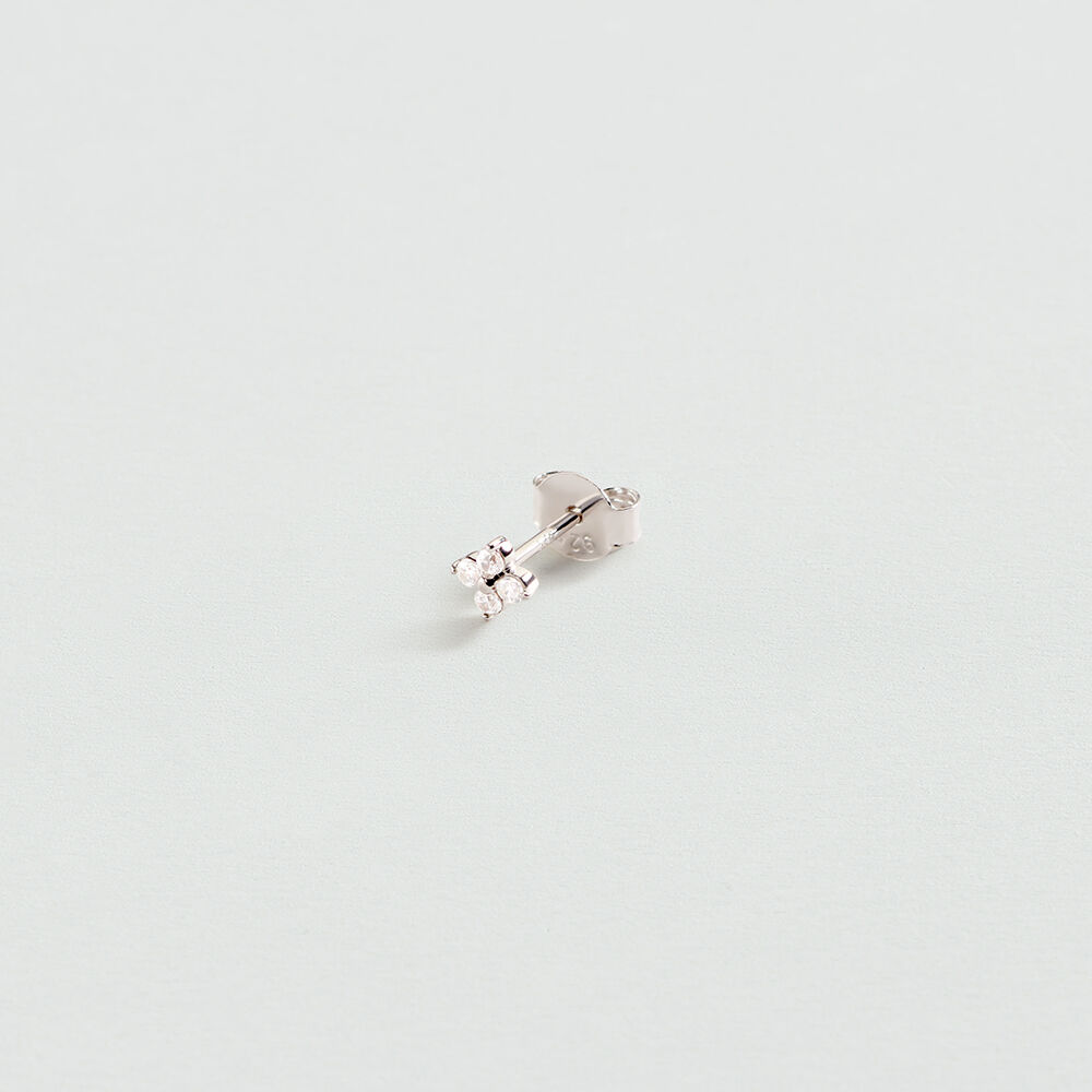 Pendiente corto individual FLOR MIX & MATCH - Cristal / Plateado - Pendientes cortos  | Agatha