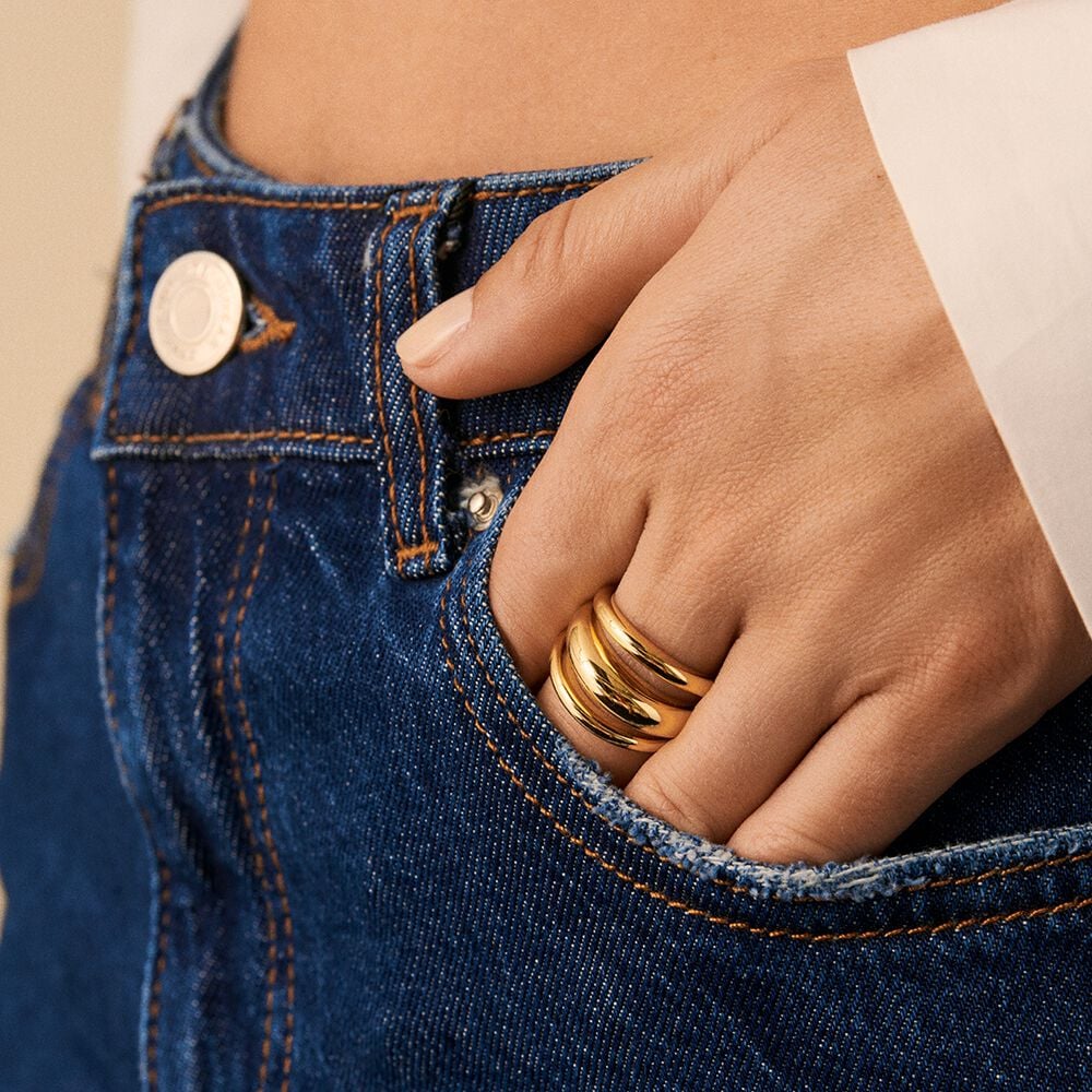 Anillo ancho TRIJONC - Dorado - Anillos de fantasía  | Agatha