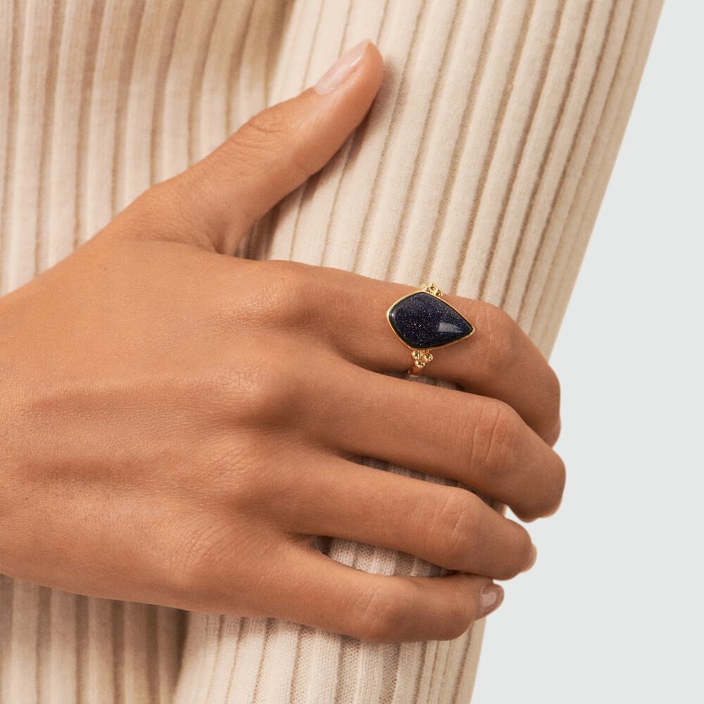 Anillo fino CREPUSCULE - Azul / Oro - Anillos  | Agatha