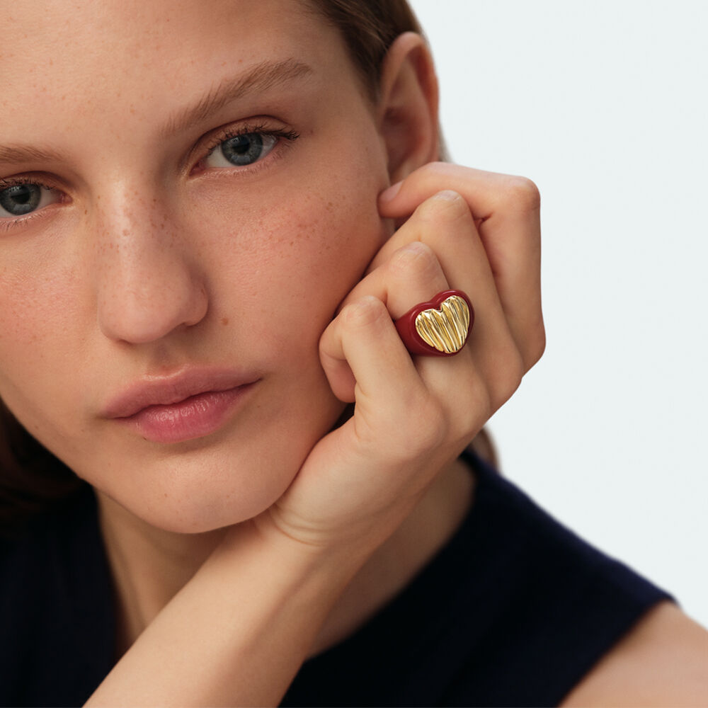 Anillo ancho SACR&Eacute; C&OElig;UR - Rojo / Oro - Anillo ancho  | Agatha