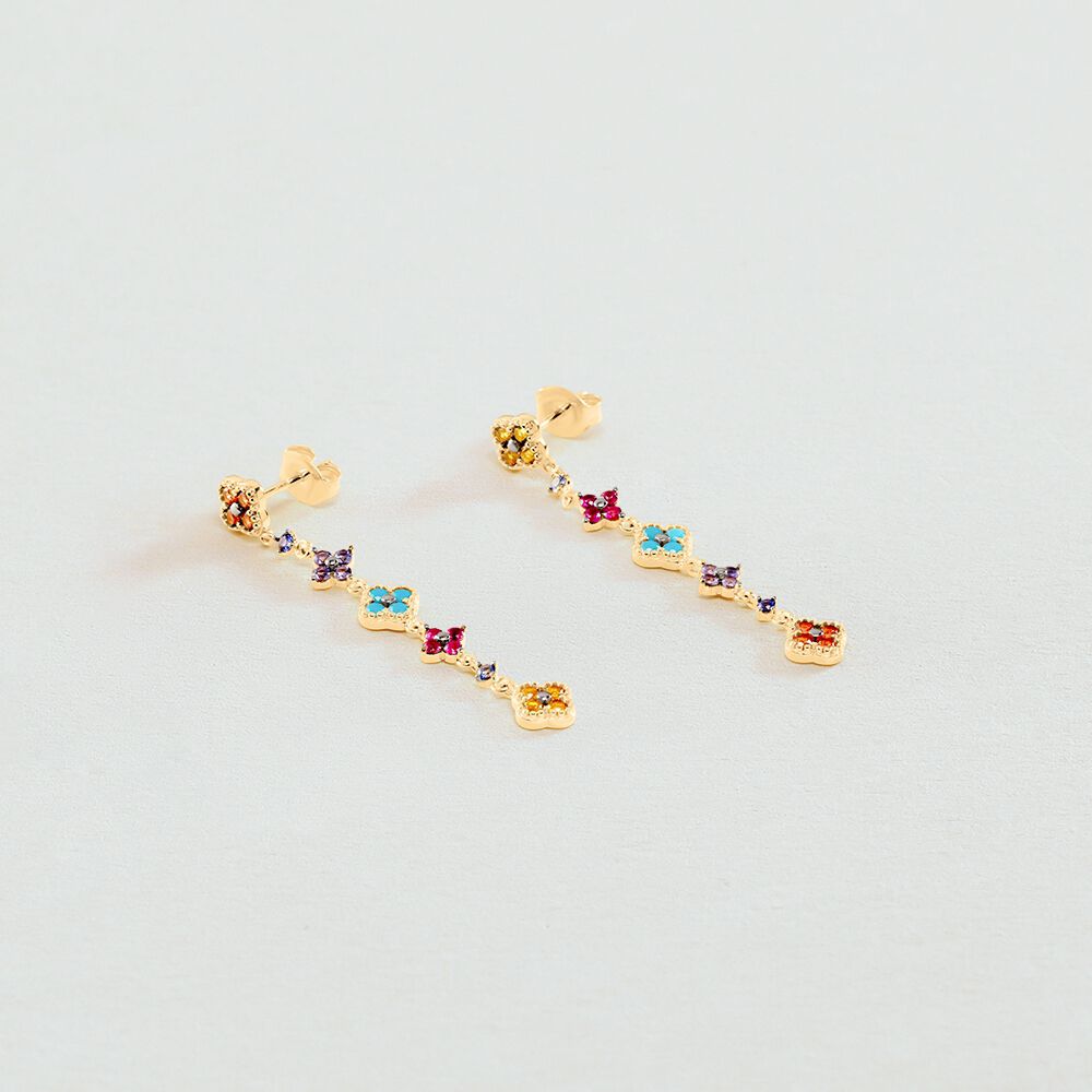 Pendientes largos BELOVED - Multicolor / Oro - Pendientes de fantasía  | Agatha