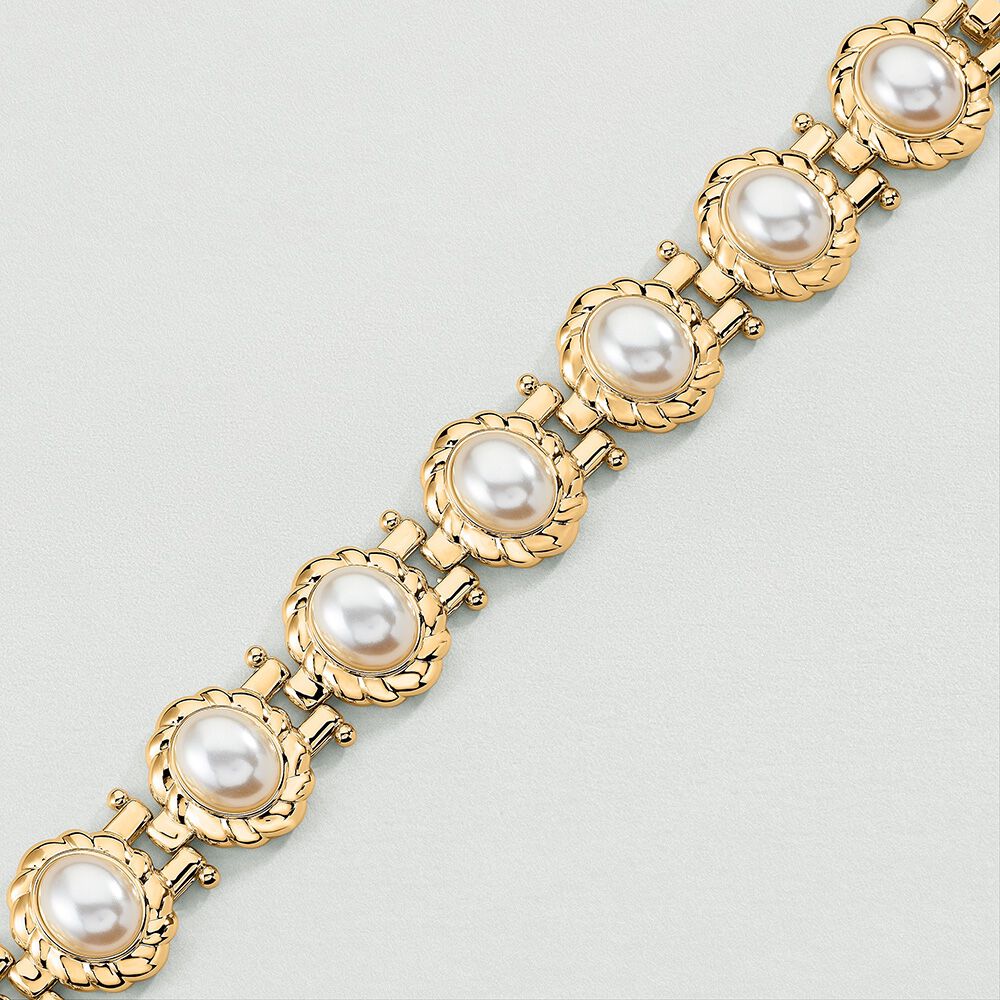 Pulsera de cadena N-13 - Perla / Oro - Pulsera de cadena  | Agatha